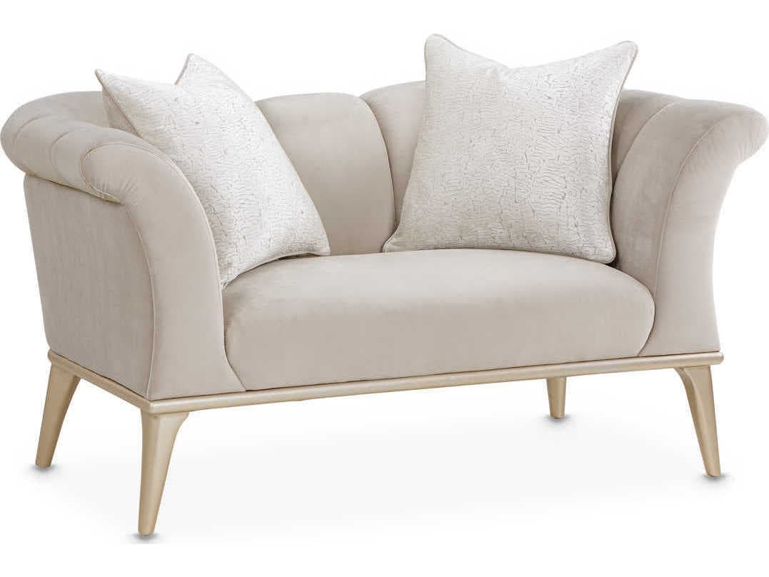 Michael Amini Yvette Cream Velvet Chair and a Half