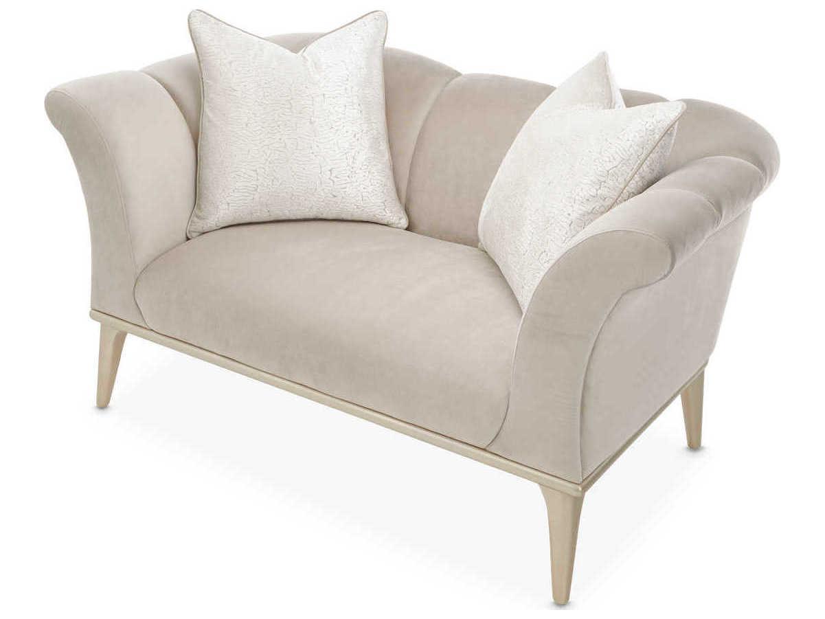 Michael Amini Yvette Cream Velvet Chair and a Half
