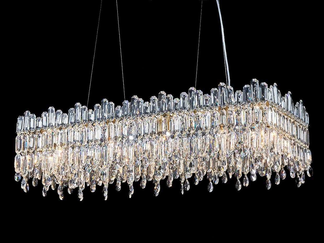 Michael Amini Royal Crown 12-Light Clear Gold Crystal Glass Island Pendant