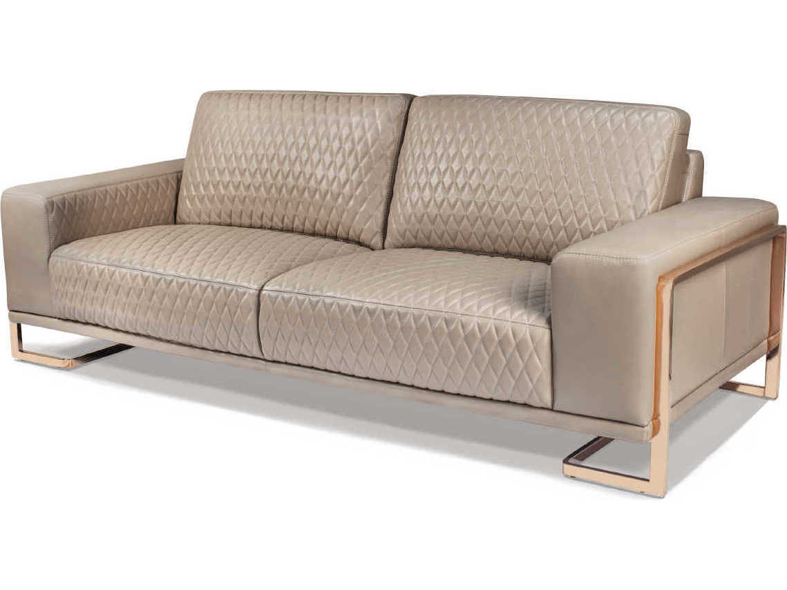 Michael Amini Mia Bella Light Coffee Beige Leather Sofa