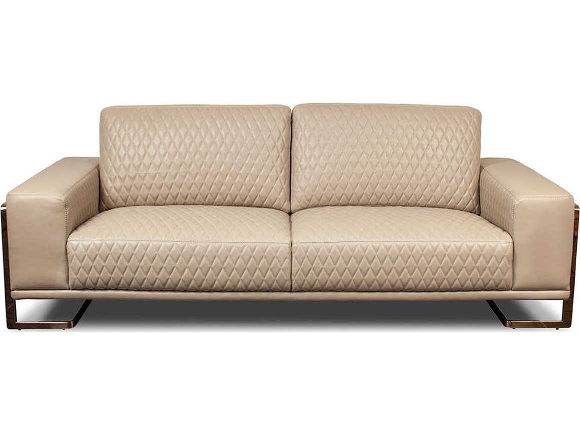 Michael Amini Mia Bella Light Coffee Beige Leather Sofa