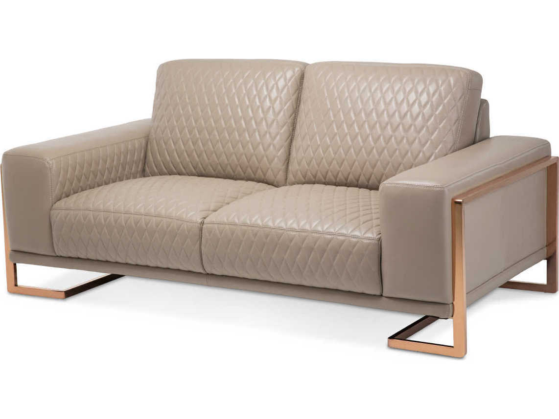 Michael Amini Mia Bella Light Coffee Beige Leather Loveseat