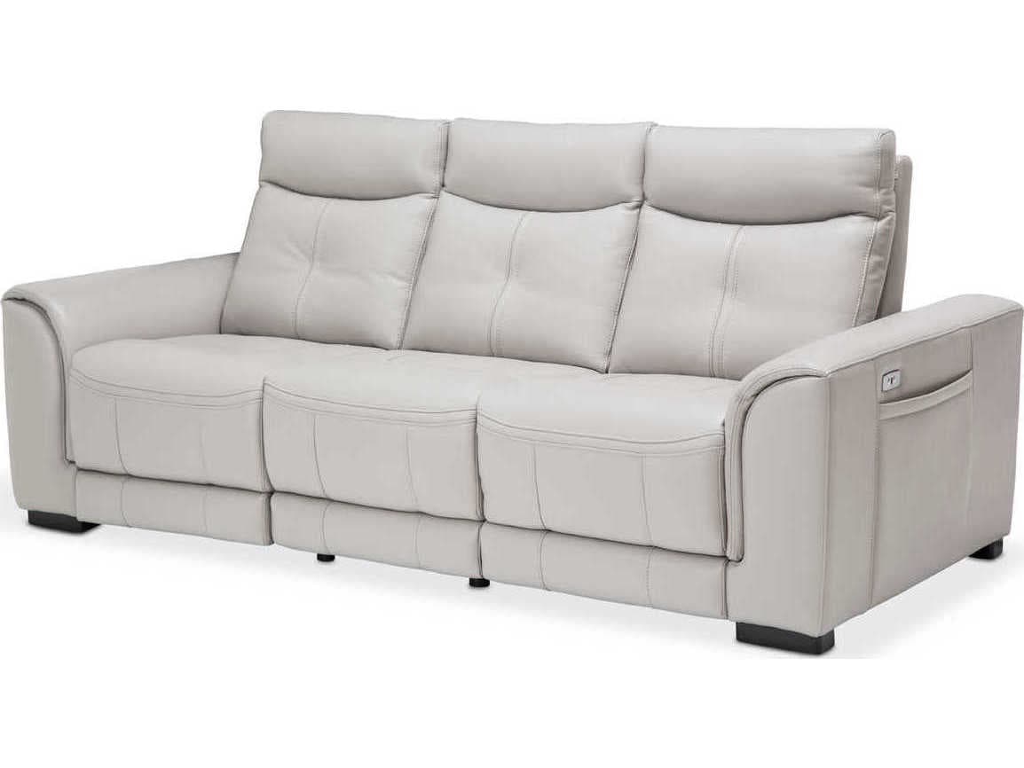 Michael Amini Mia Bella Bentley 3-Piece Light Grey Faux Leather Sofa