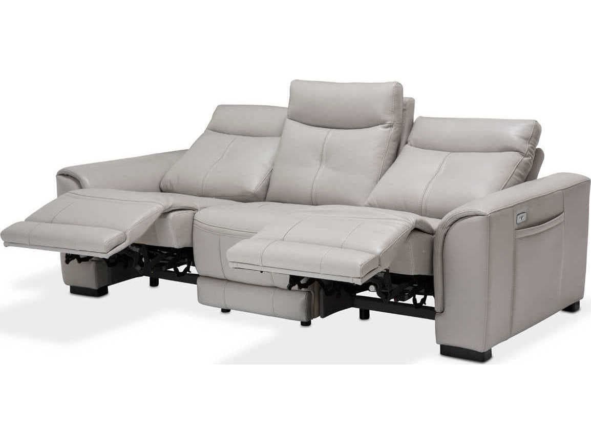 Michael Amini Mia Bella Bentley 3-Piece Light Grey Faux Leather Sofa
