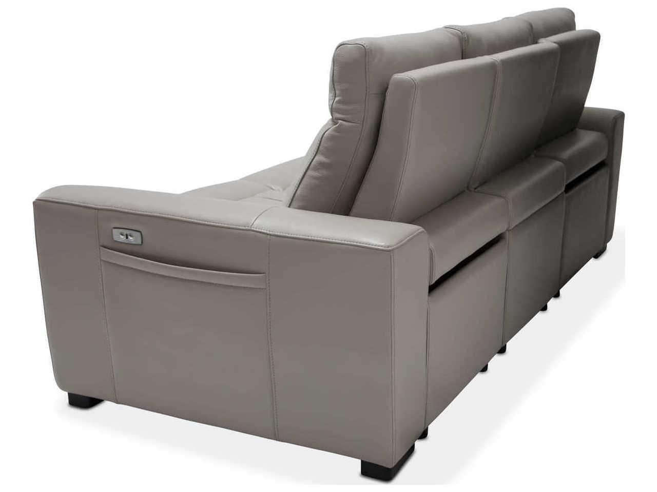 Michael Amini Mia Bella Bentley 3-Piece Light Grey Faux Leather Sofa