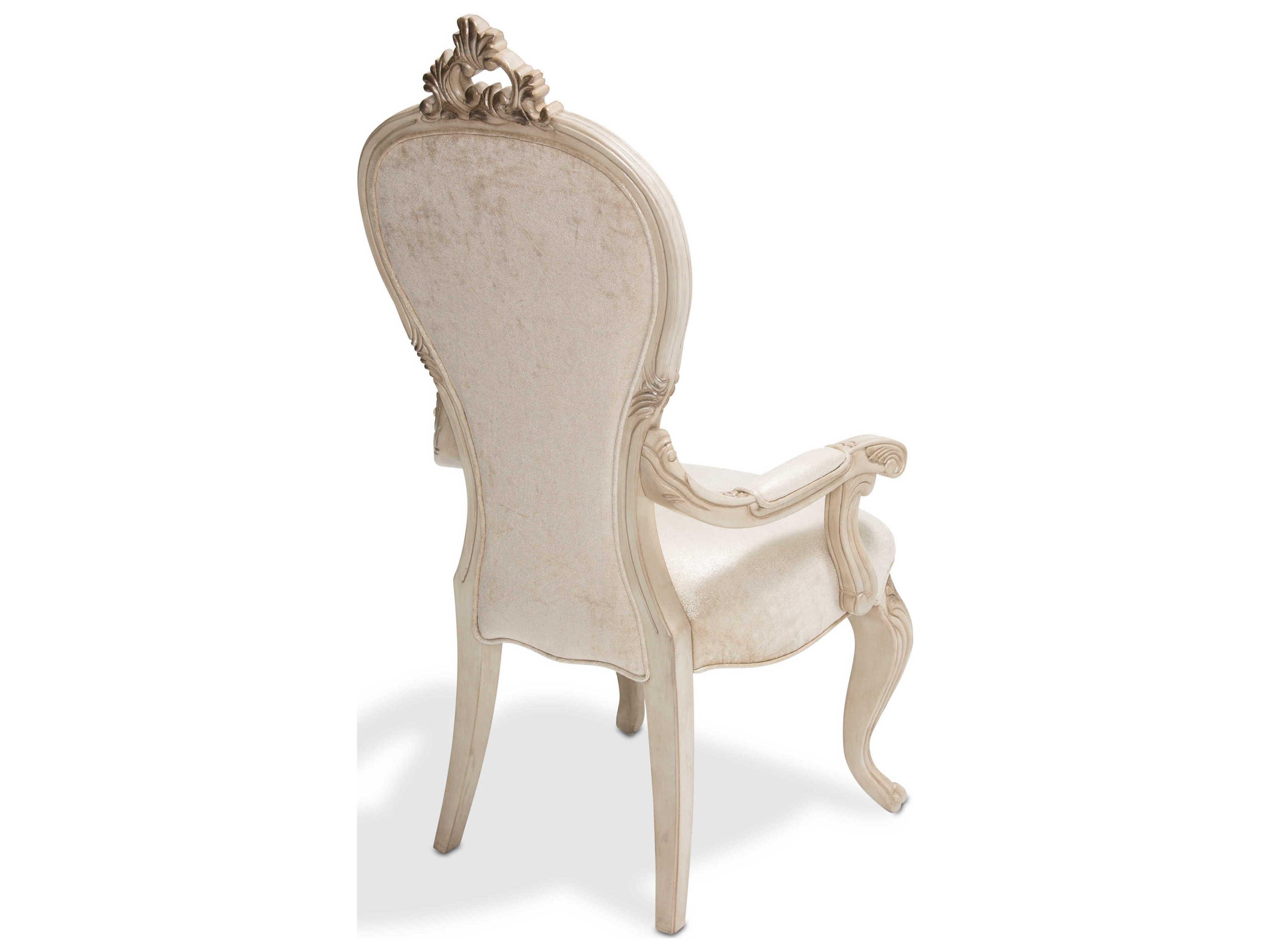 Michael Amini Platine De Royale White Upholstered Arm Dining Chair