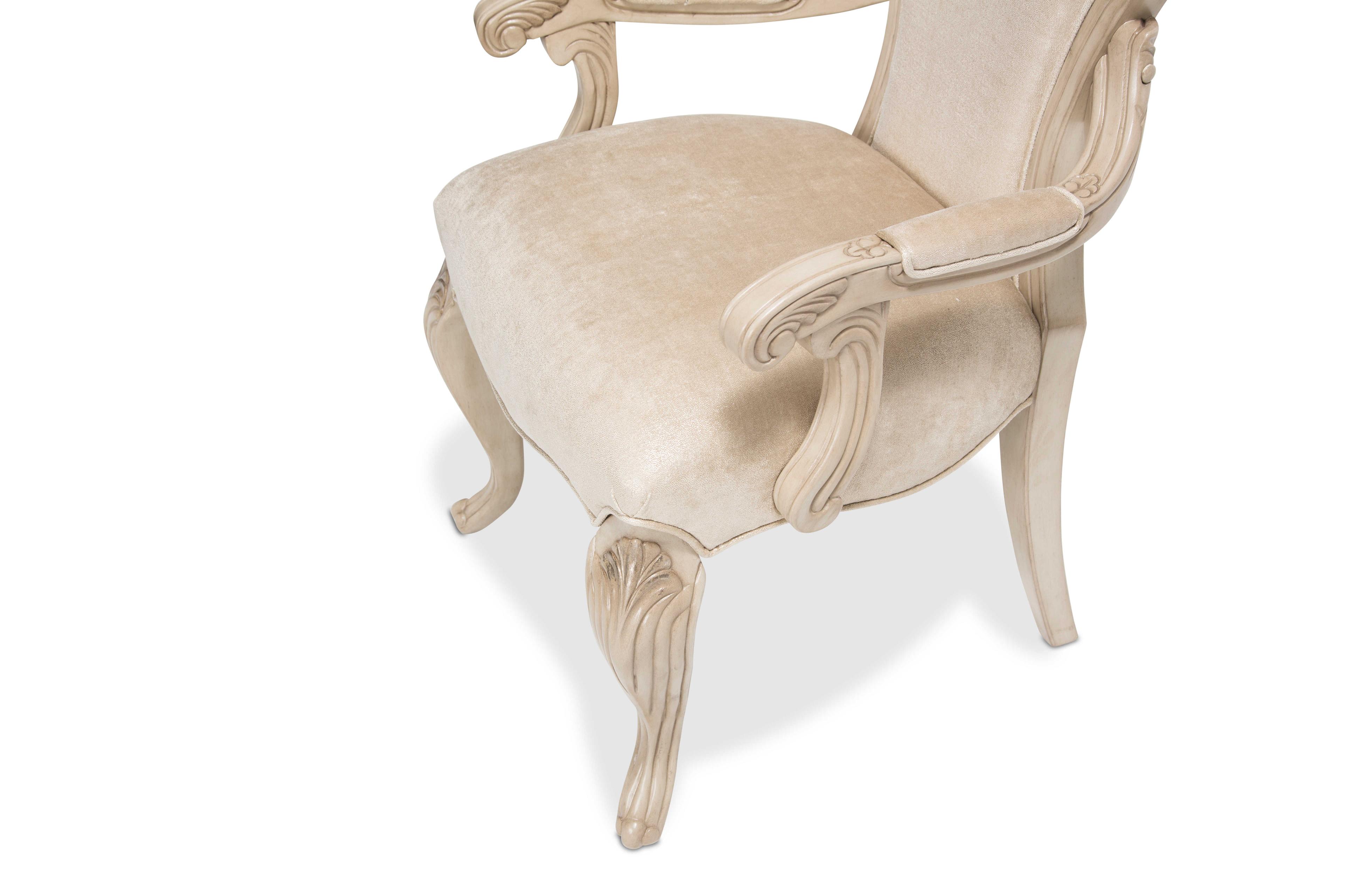 Michael Amini Platine De Royale White Upholstered Arm Dining Chair