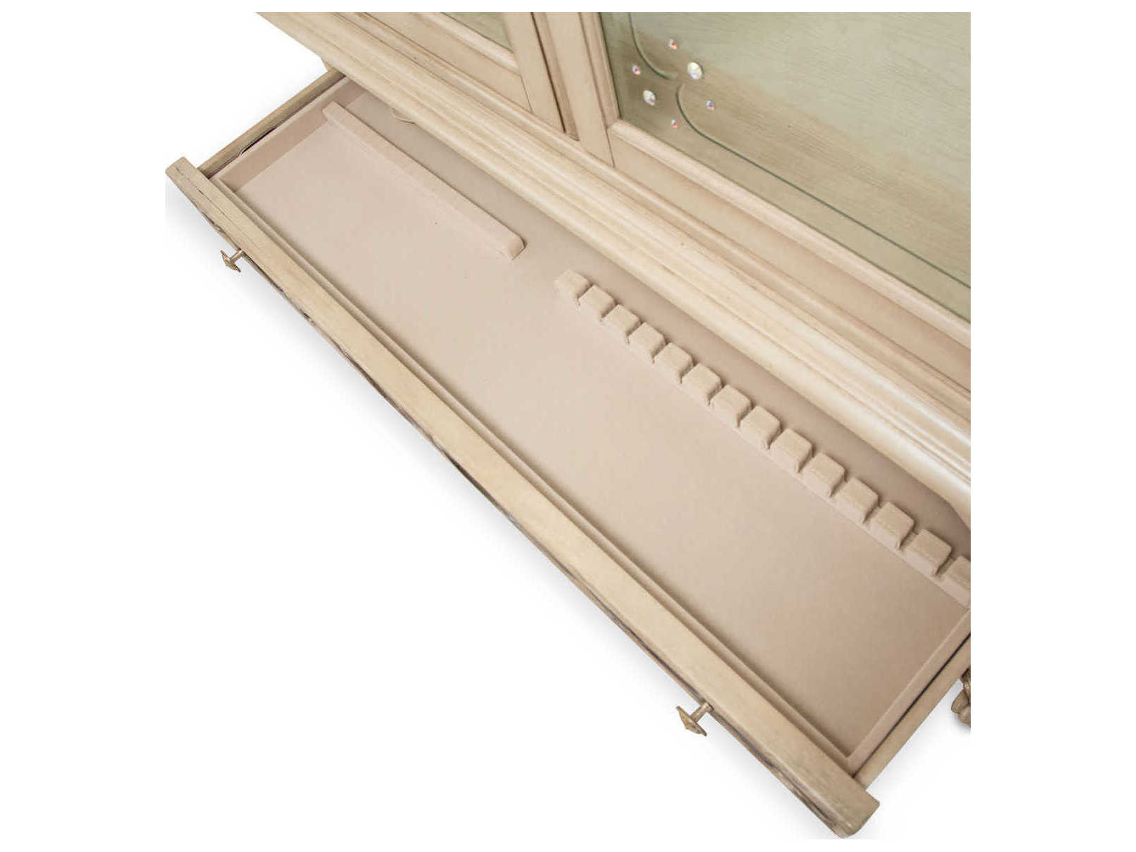 Michael Amini Platine De Royale Poplar Wood Champagne Display Cabinet