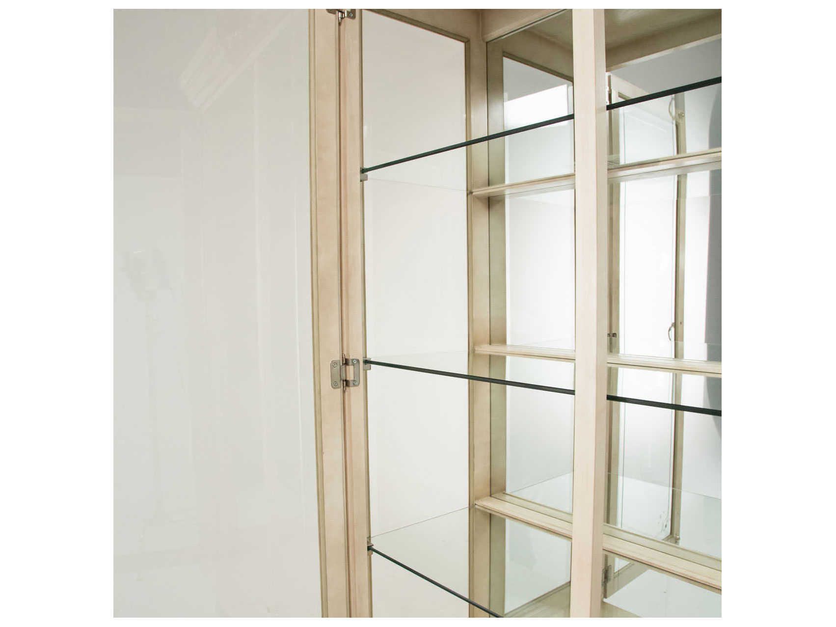 Michael Amini Platine De Royale Poplar Wood Champagne Display Cabinet