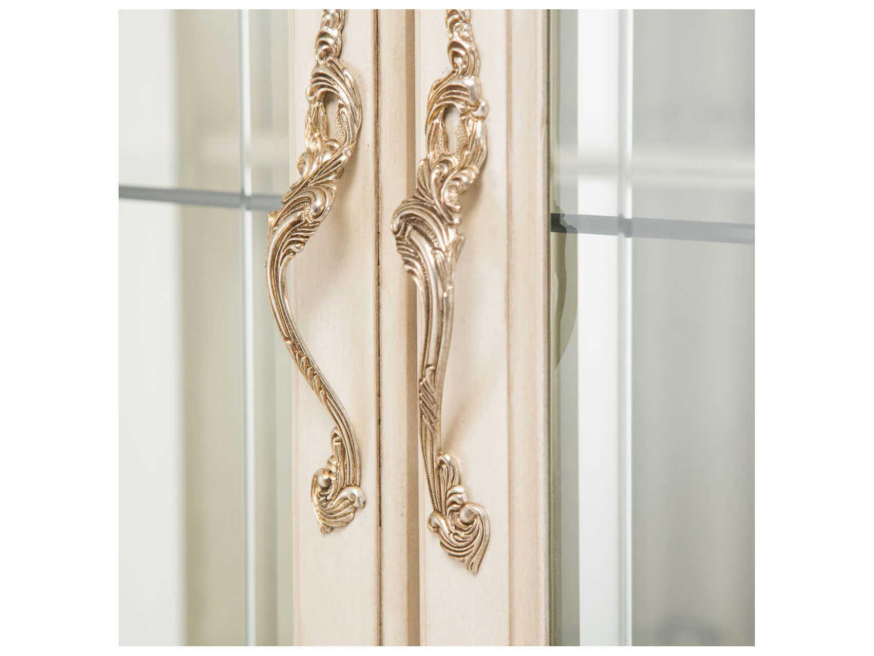 Michael Amini Platine De Royale Poplar Wood Champagne Display Cabinet