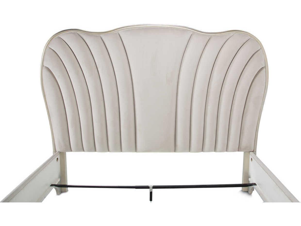 Michael Amini London Place White Poplar Wood Upholstered California King Panel Bed