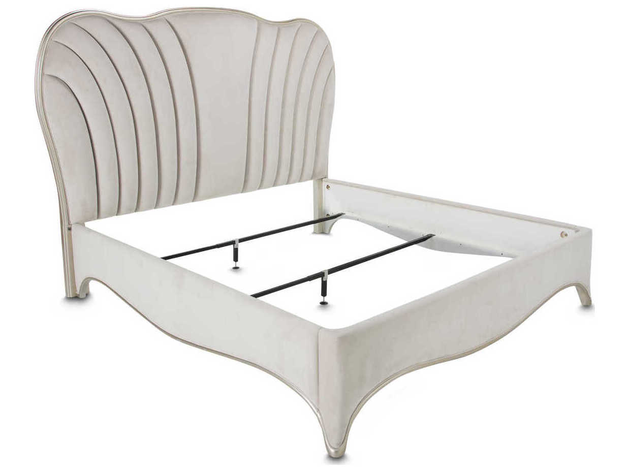 Michael Amini London Place White Poplar Wood Upholstered King Panel Bed
