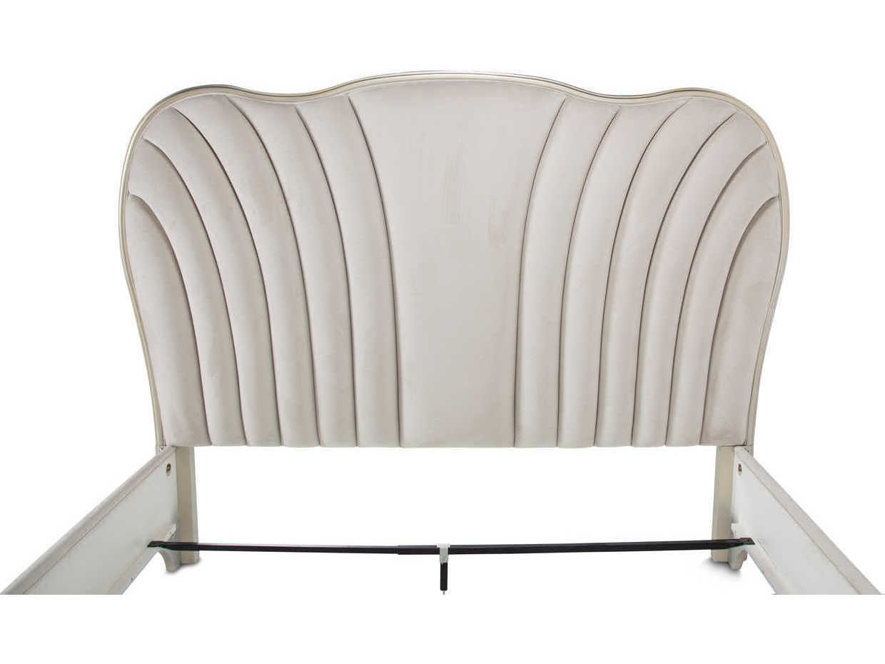 Michael Amini London Place White Poplar Wood Upholstered King Panel Bed