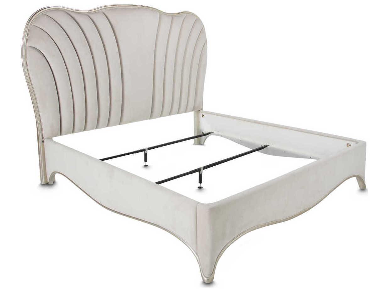 Michael Amini London Place Creamy Pearl White Poplar Wood Upholstered Queen Panel Bed