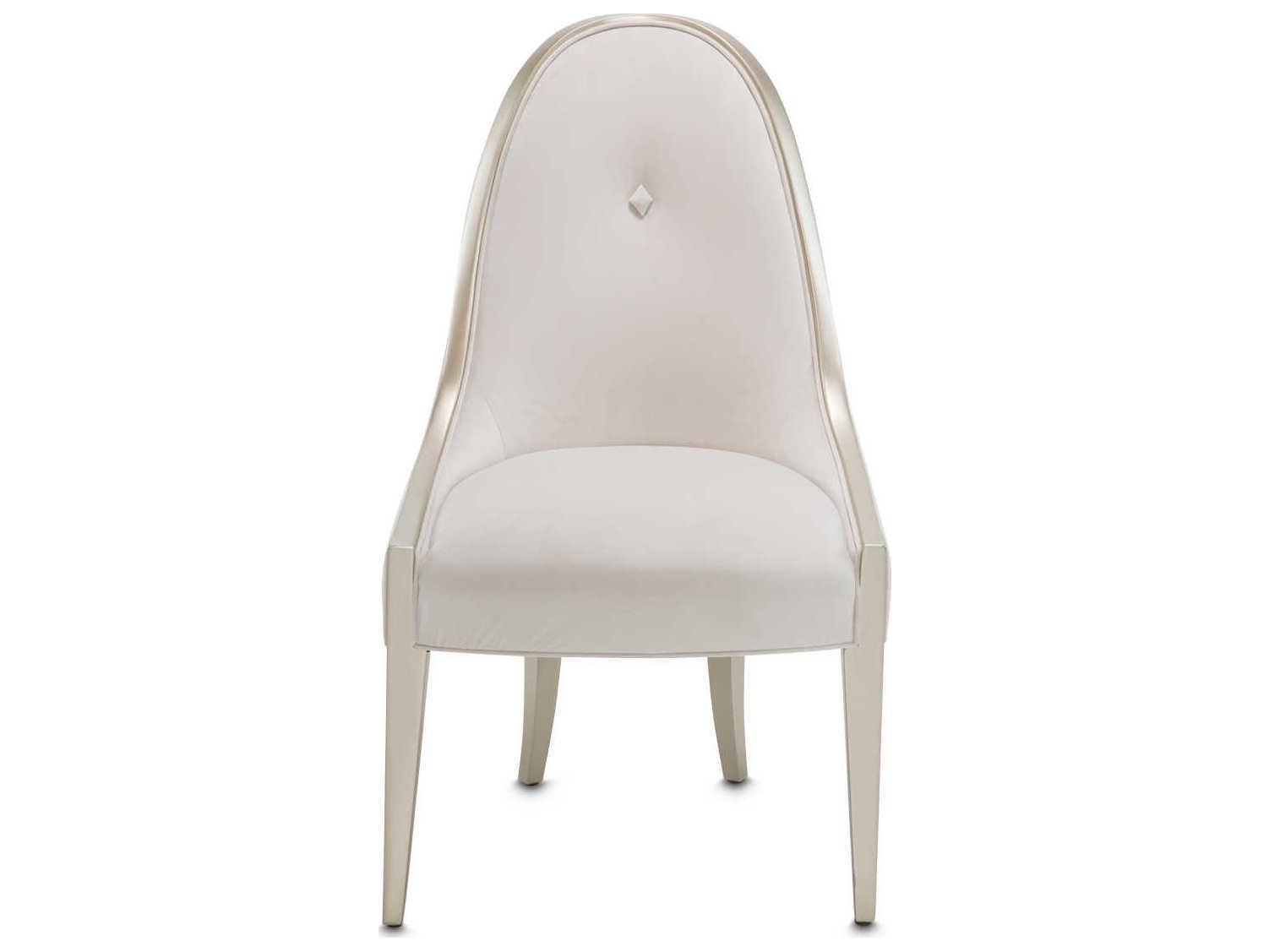 Luxecor Gilded Poplar Wood White Velvet Upholstered Side Dining Chair