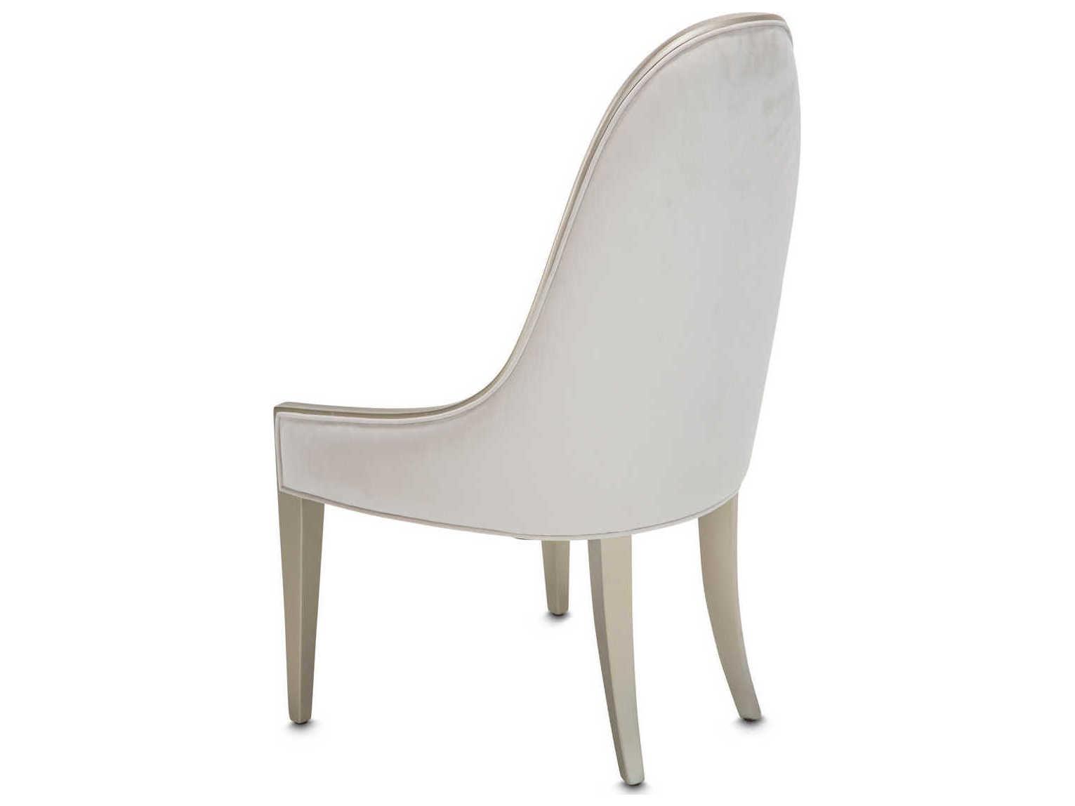 Luxecor Gilded Poplar Wood White Velvet Upholstered Side Dining Chair