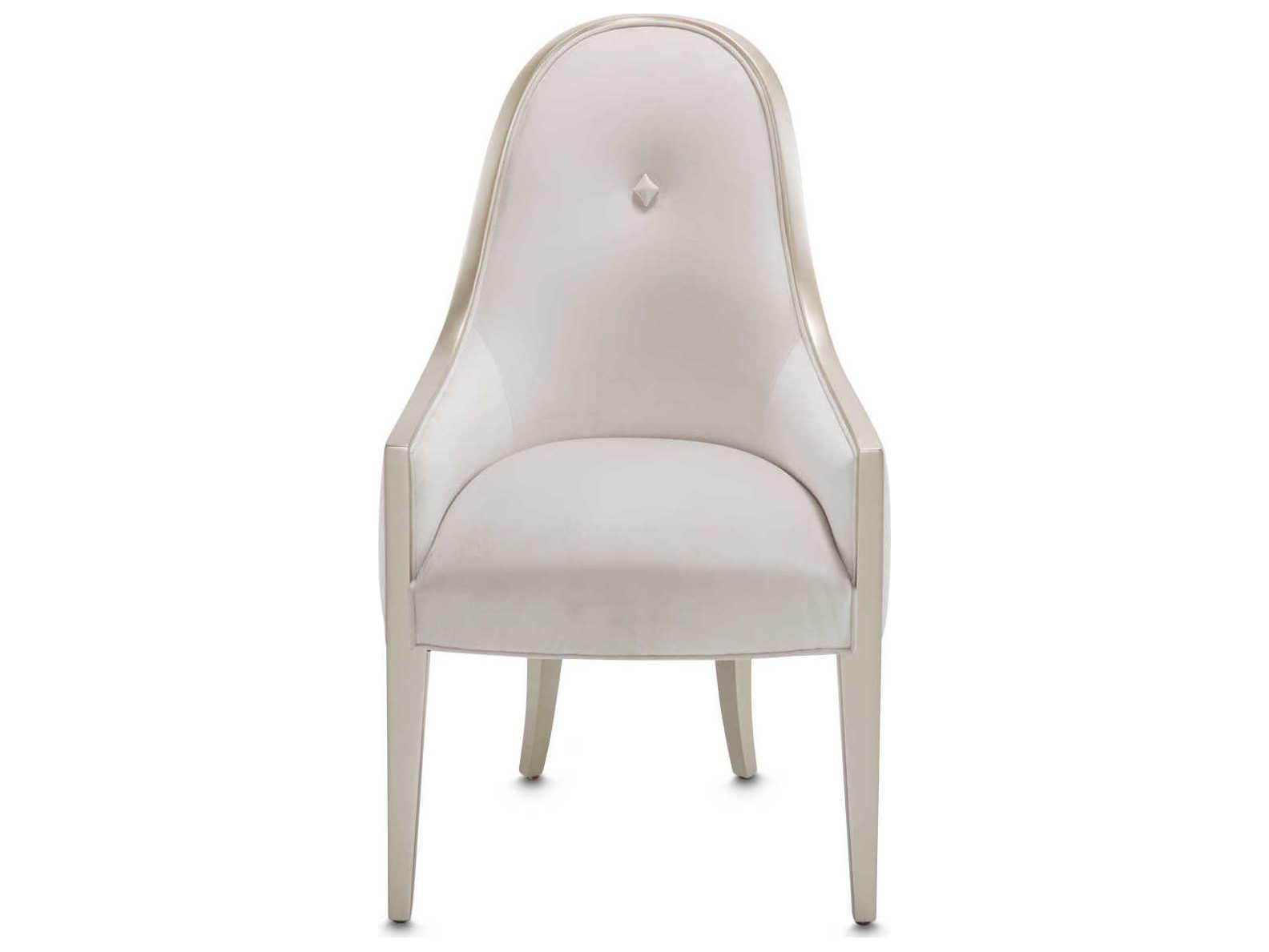 Luxecor Gilded Poplar Wood White Velvet Upholstered Arm Dining Chair