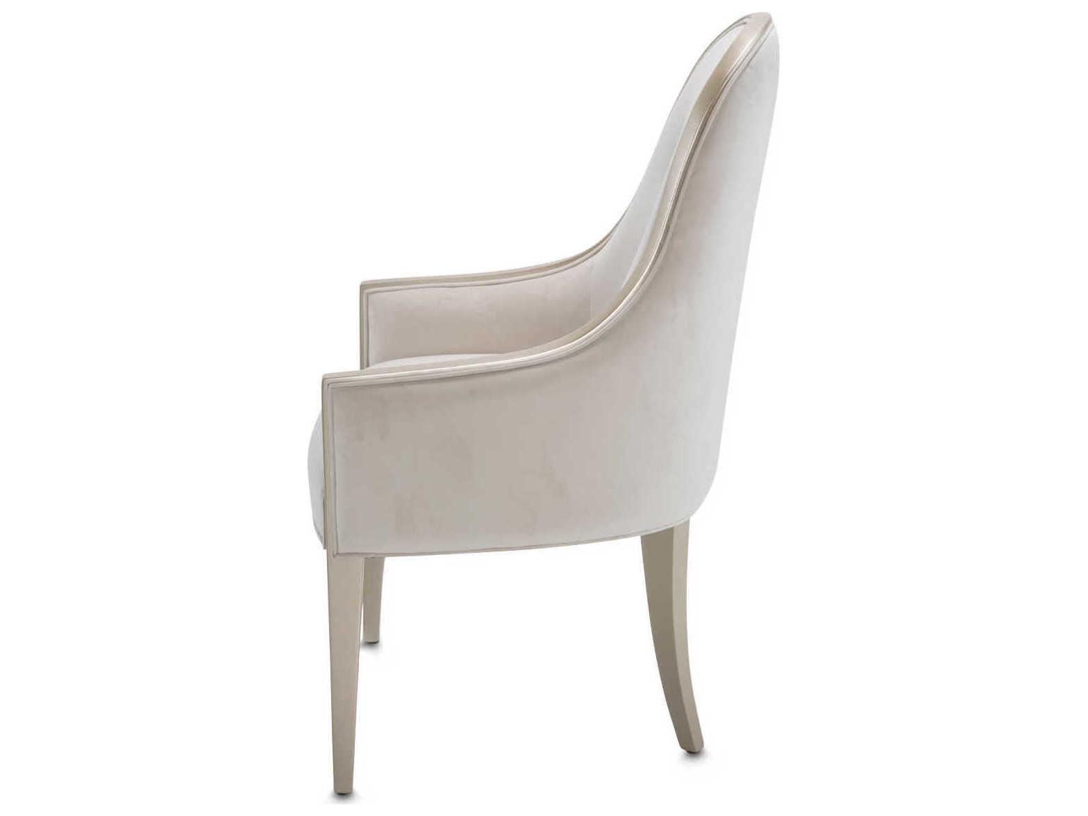 Luxecor Gilded Poplar Wood White Velvet Upholstered Arm Dining Chair