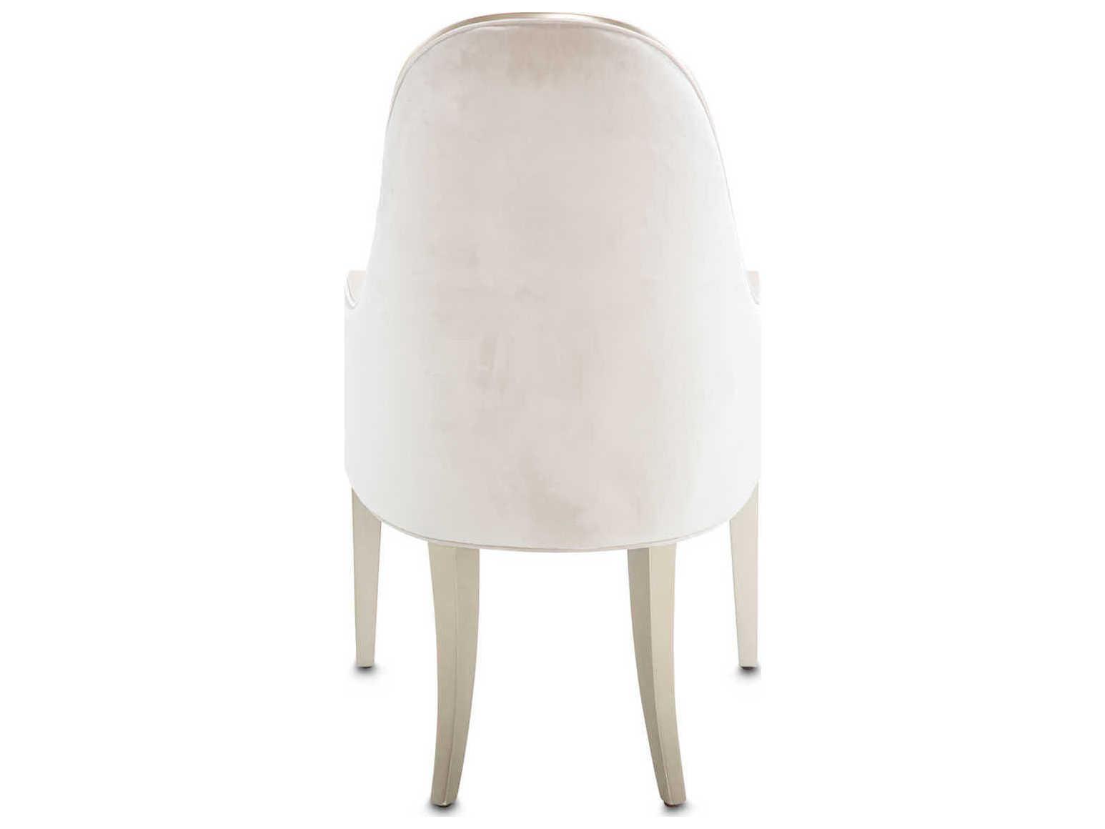 Luxecor Gilded Poplar Wood White Velvet Upholstered Arm Dining Chair