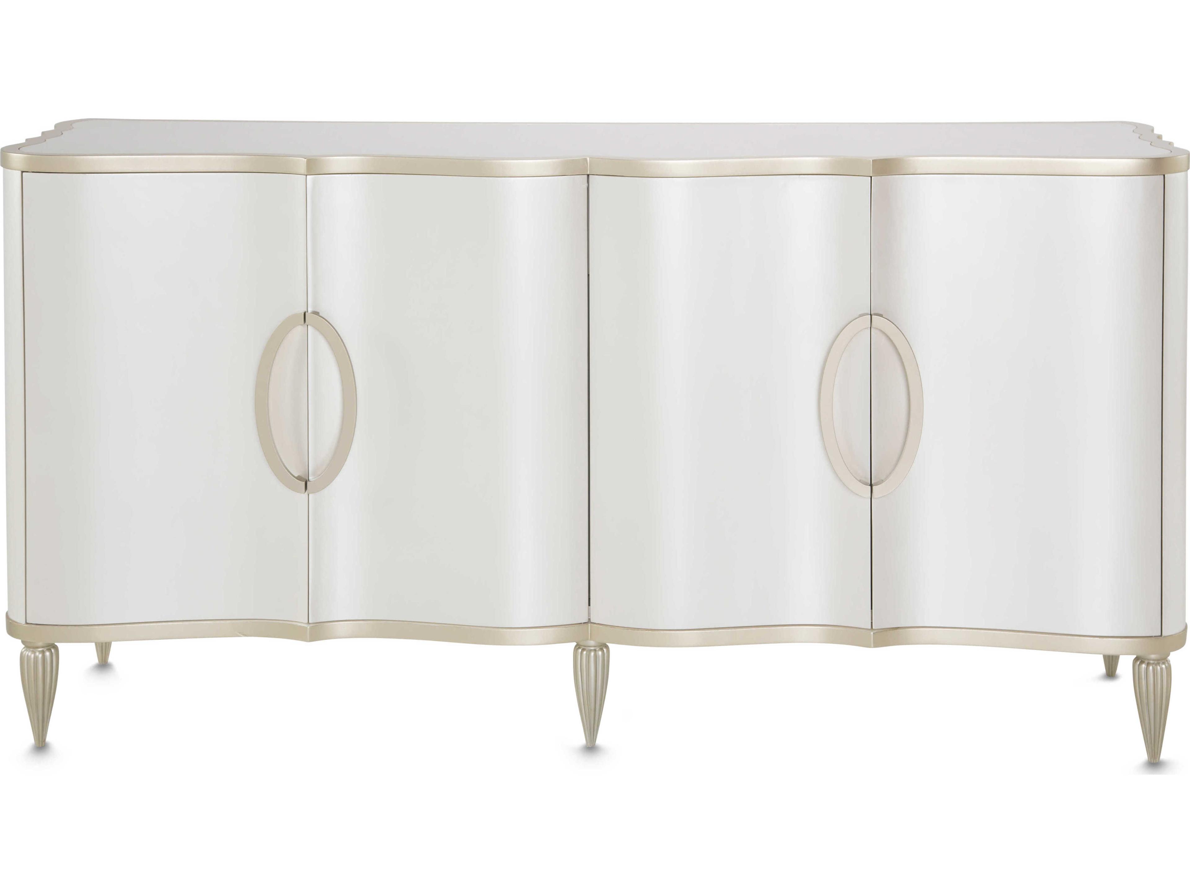 Luxecor Gilded 68" Poplar Wood Creamy Pearl Sideboard