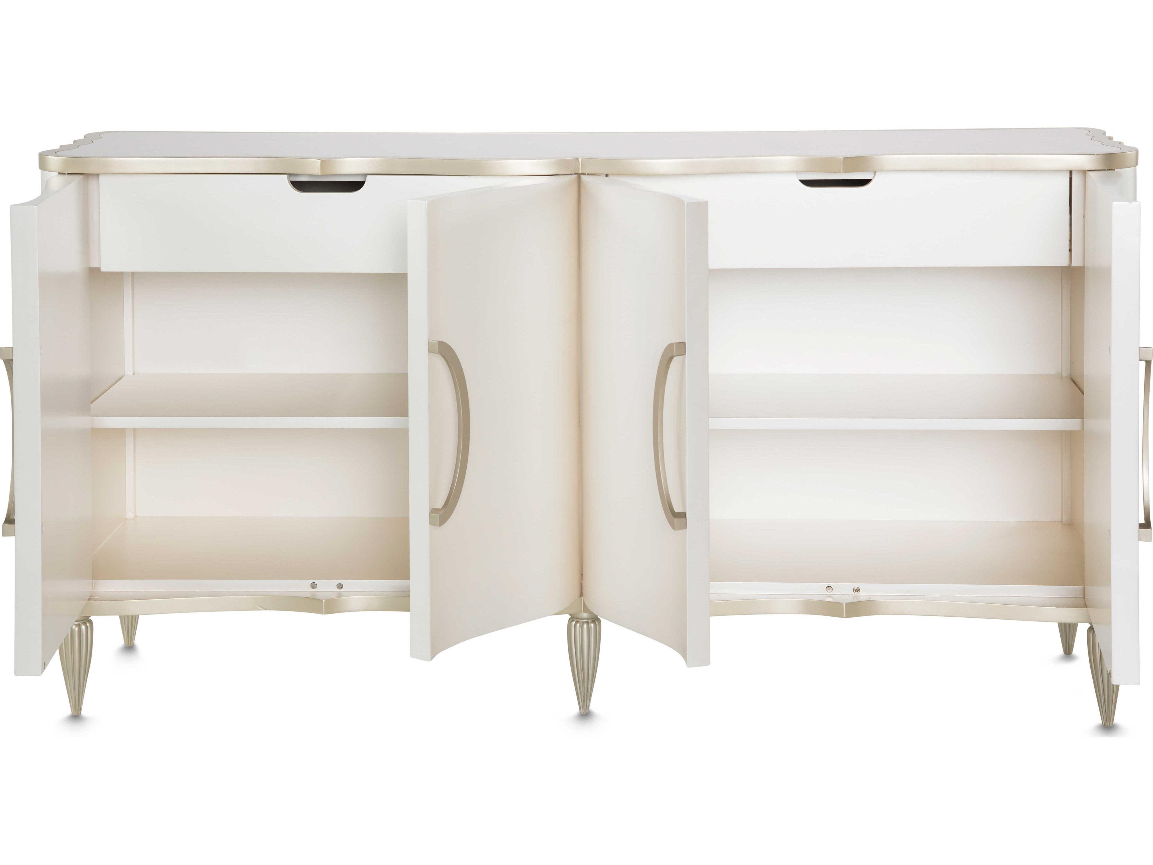 Luxecor Gilded 68" Poplar Wood Creamy Pearl Sideboard