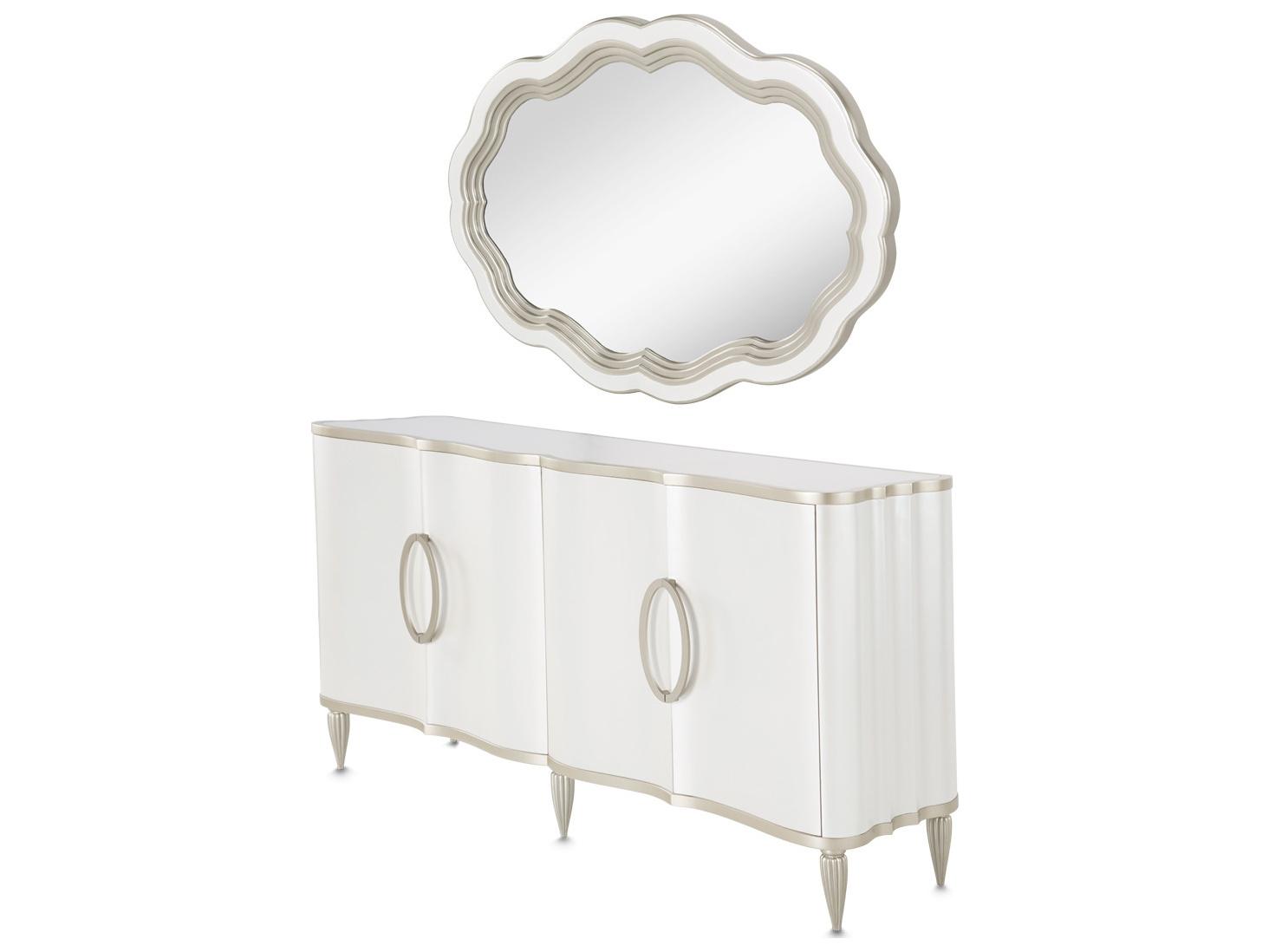 Michael Amini London Place 68" Poplar Wood Sideboard with Mirror Set