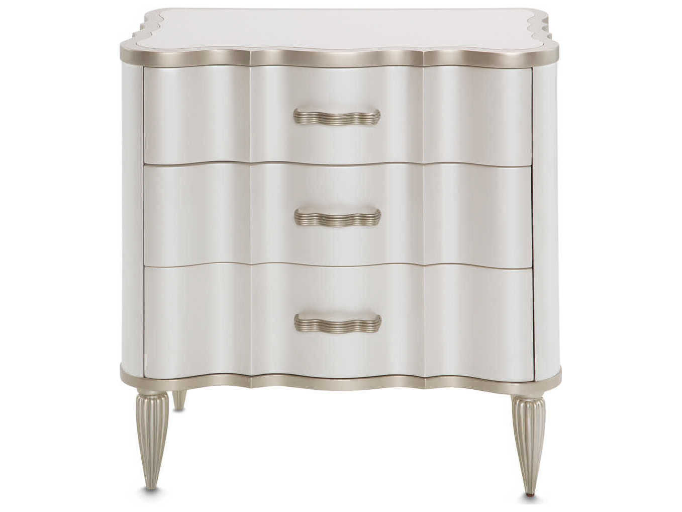 Luxecor Gilded 3-Drawers Silver Poplar Wood Nightstand