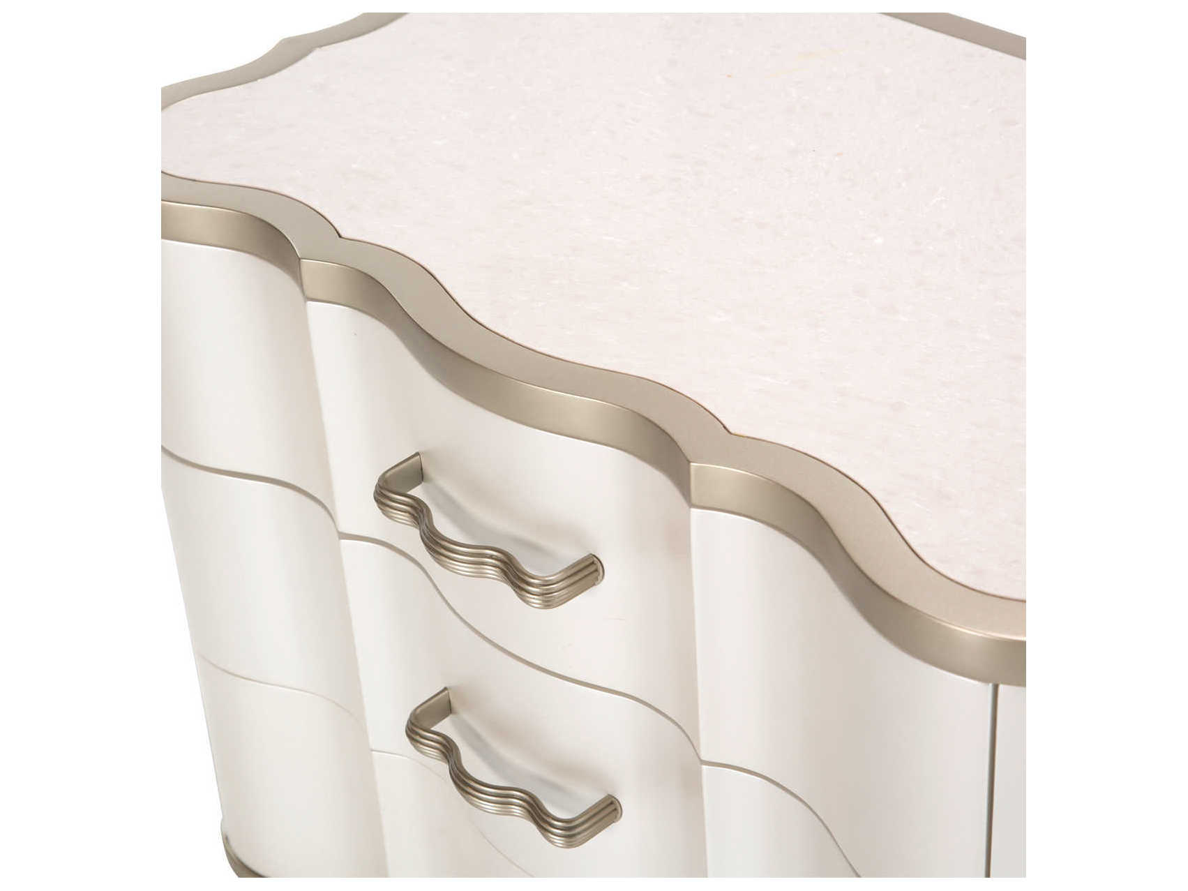 Luxecor Gilded 3-Drawers Silver Poplar Wood Nightstand