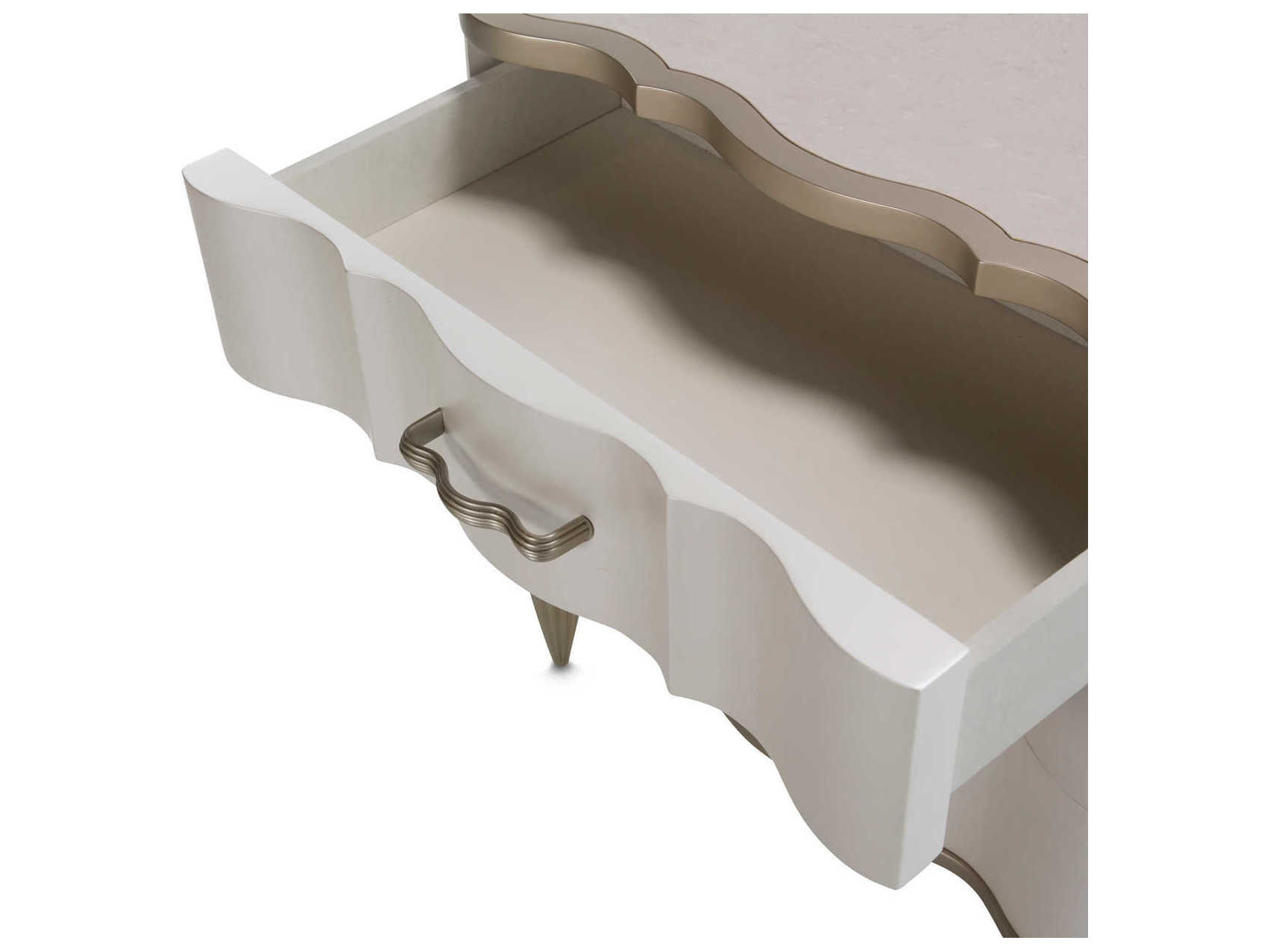 Luxecor Gilded 3-Drawers Silver Poplar Wood Nightstand