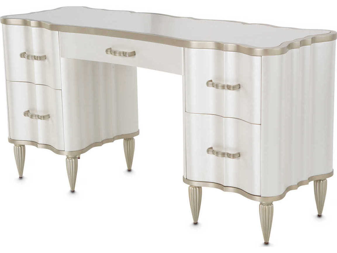 Luxecor Gilded Creamy Pearl Poplar Wood Vanity Table