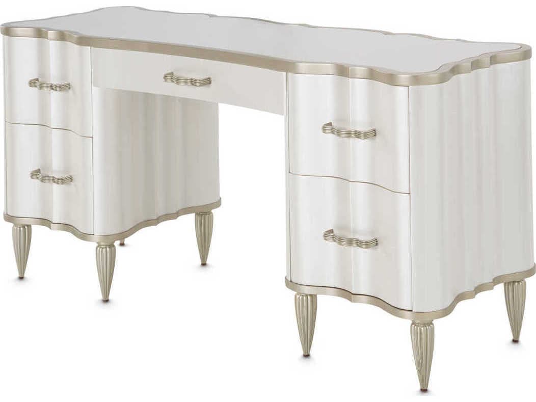 Luxecor Gilded Creamy Pearl Poplar Wood Vanity Table