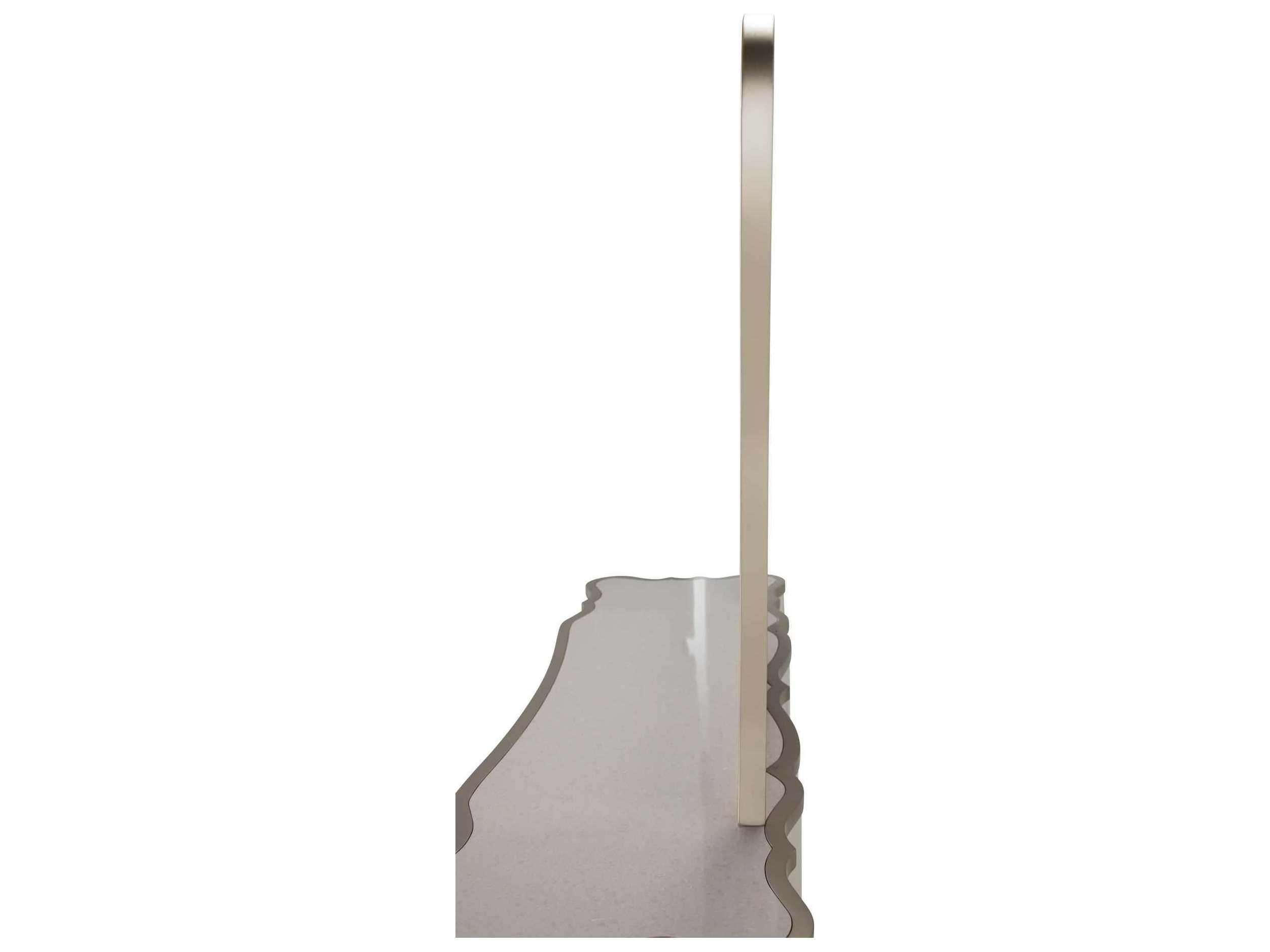 Luxecor Gilded Creamy Pearl Poplar Wood Vanity Table with Mirror