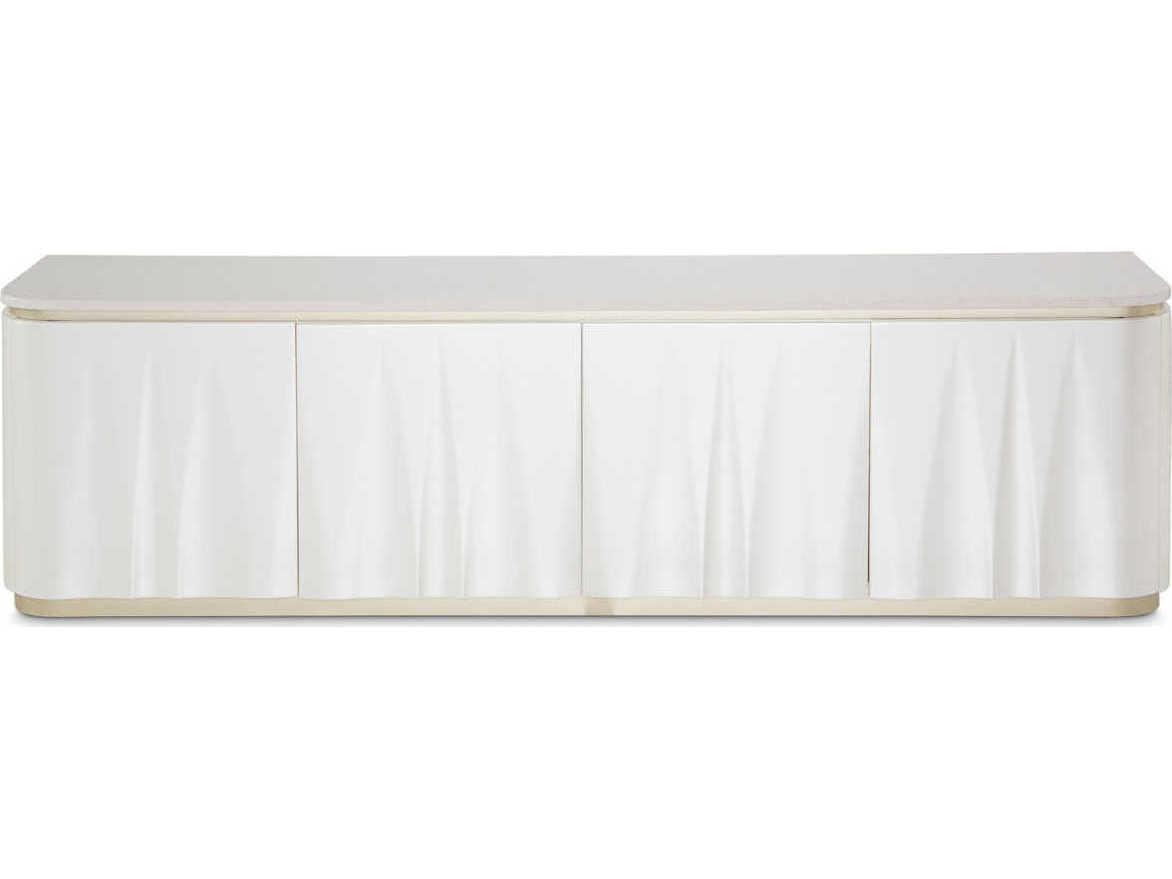 Luxecor Gilded 78" Poplar Wood Creamy Pearl Media Console