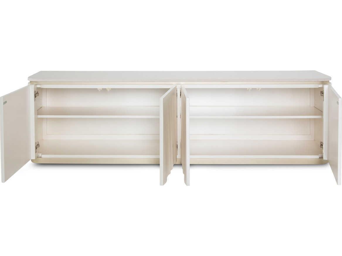 Luxecor Gilded 78" Poplar Wood Creamy Pearl Media Console