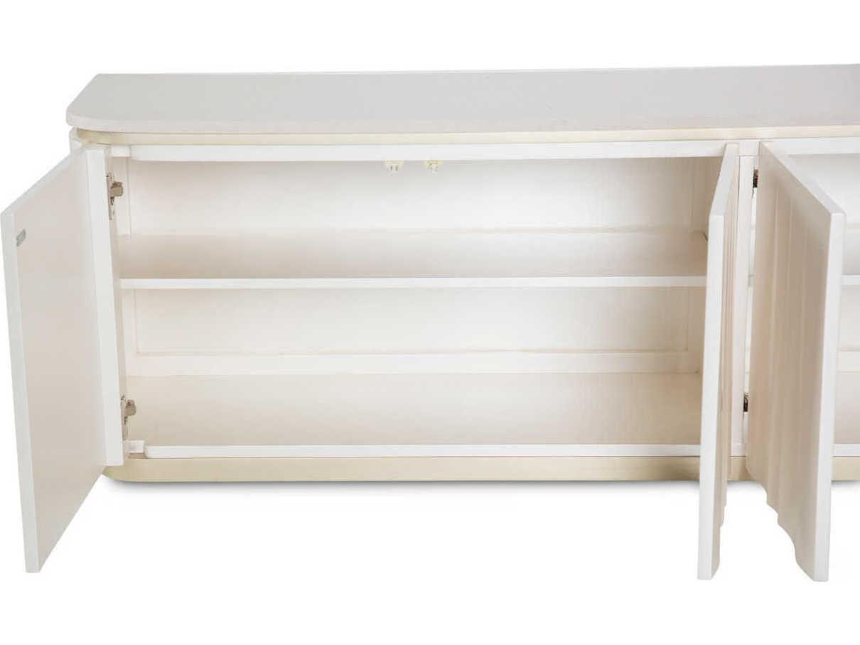 Luxecor Gilded 78" Poplar Wood Creamy Pearl Media Console