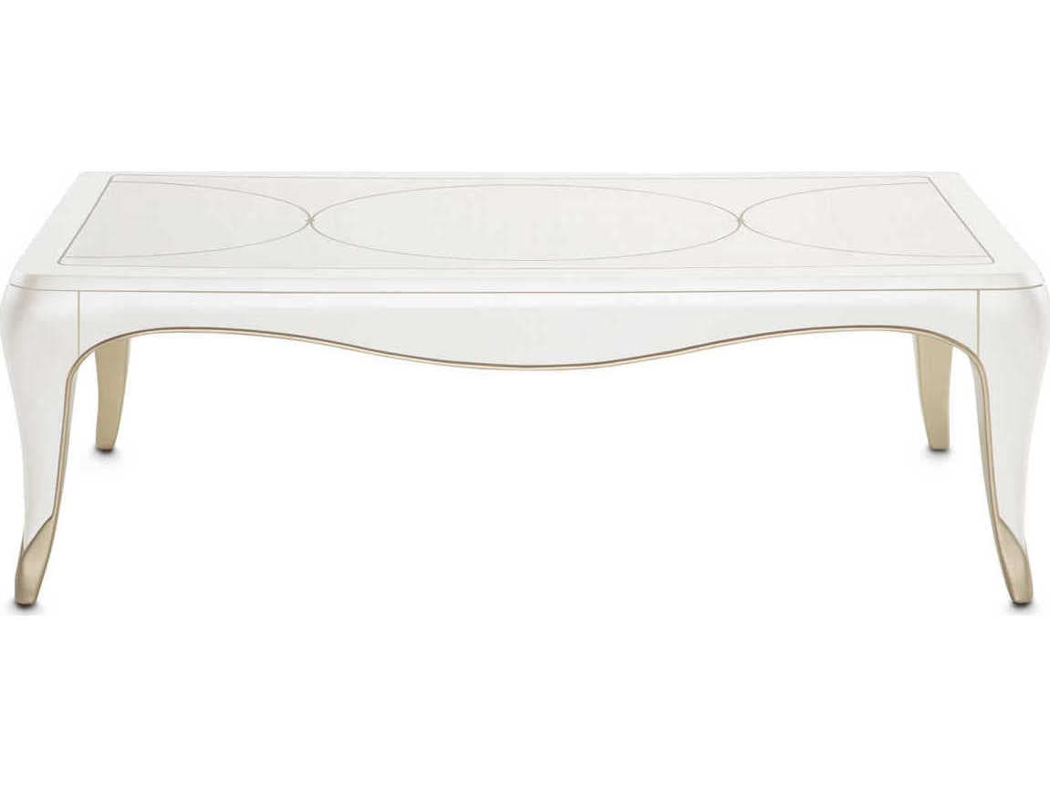 Michael Amini London Place Rectangular Wood Creamy Pearl Cocktail Table