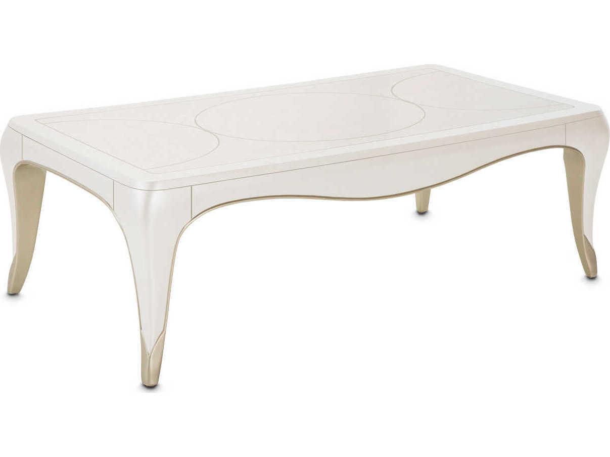 Michael Amini London Place Rectangular Wood Creamy Pearl Cocktail Table