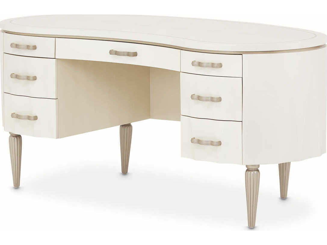 Michael Amini London Place Creamy Pearl White Poplar Wood Executive Desk