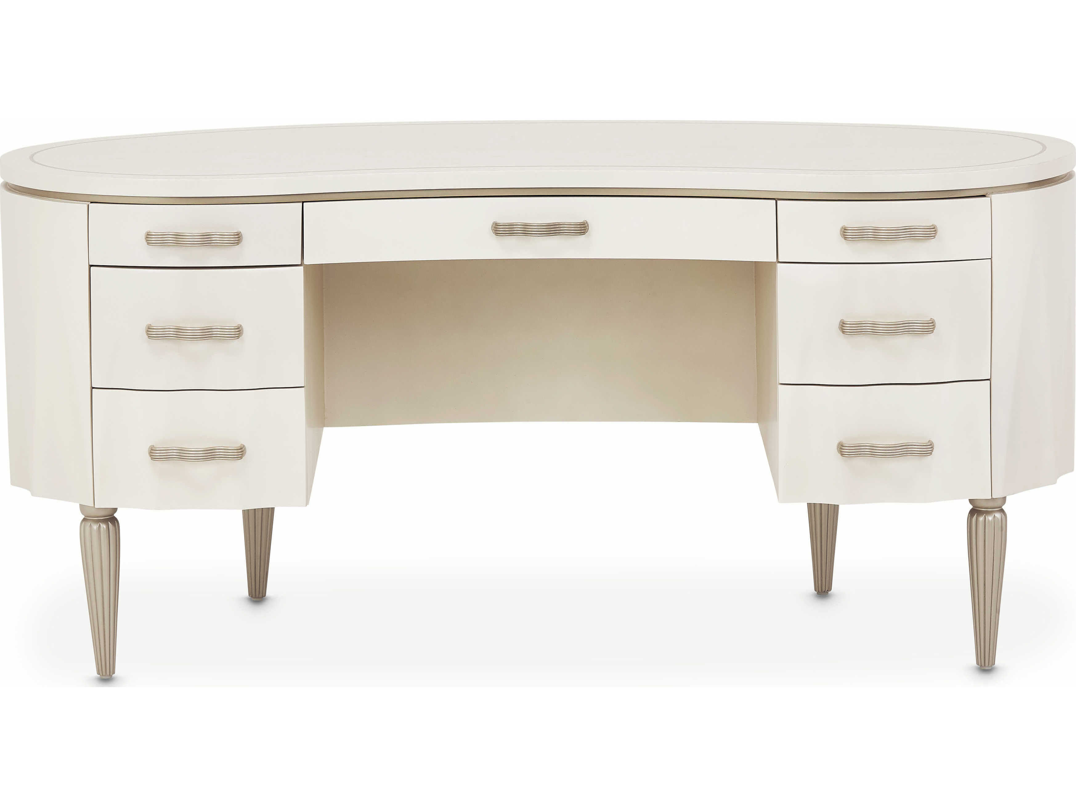 Michael Amini London Place Creamy Pearl White Poplar Wood Executive Desk