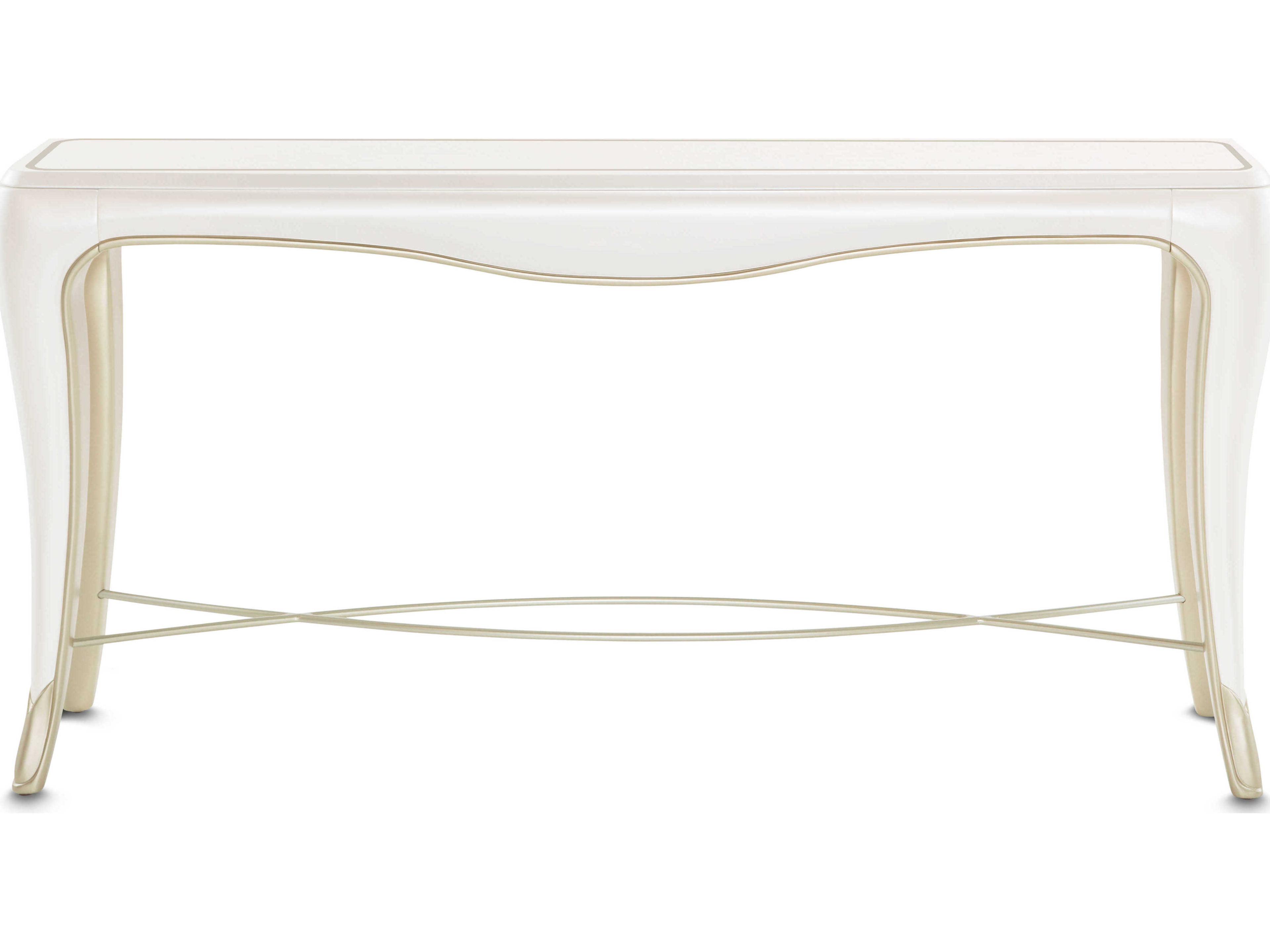 Michael Amini London Place Rectangular Wood Creamy Pearl Console Table