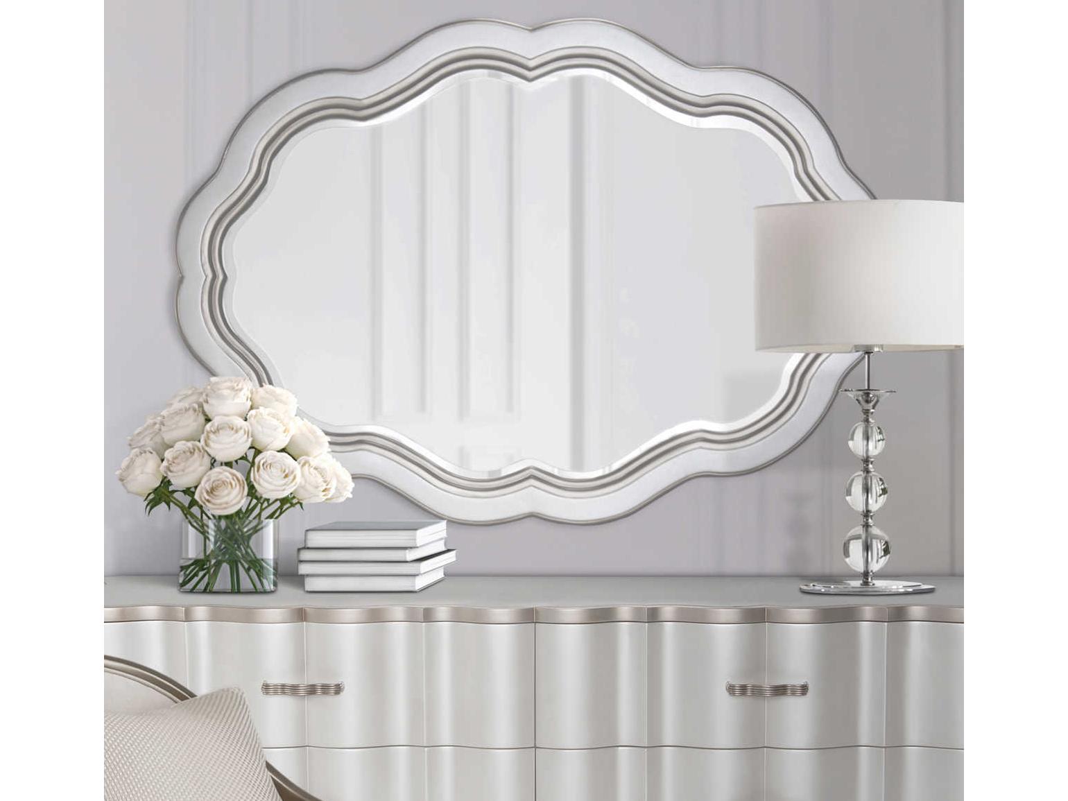 Michael Amini London Place Oval Creamy Pearl Wall Mirror