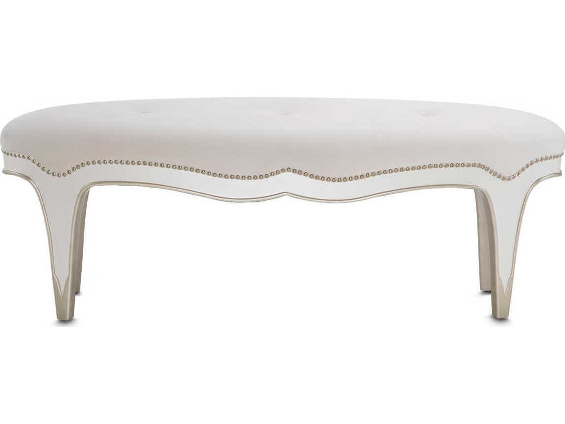 Michael Amini London Place Creamy Pearl White Velvet Upholstered Accent Bench
