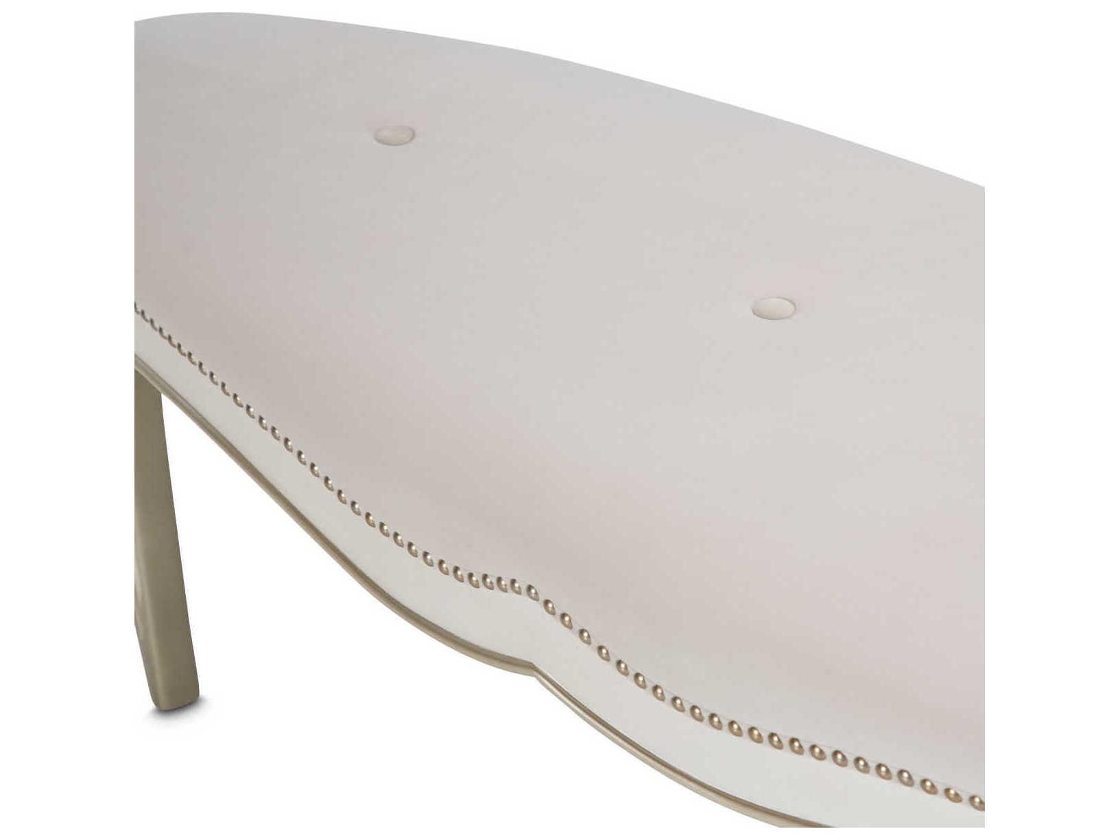 Michael Amini London Place Creamy Pearl White Velvet Upholstered Accent Bench
