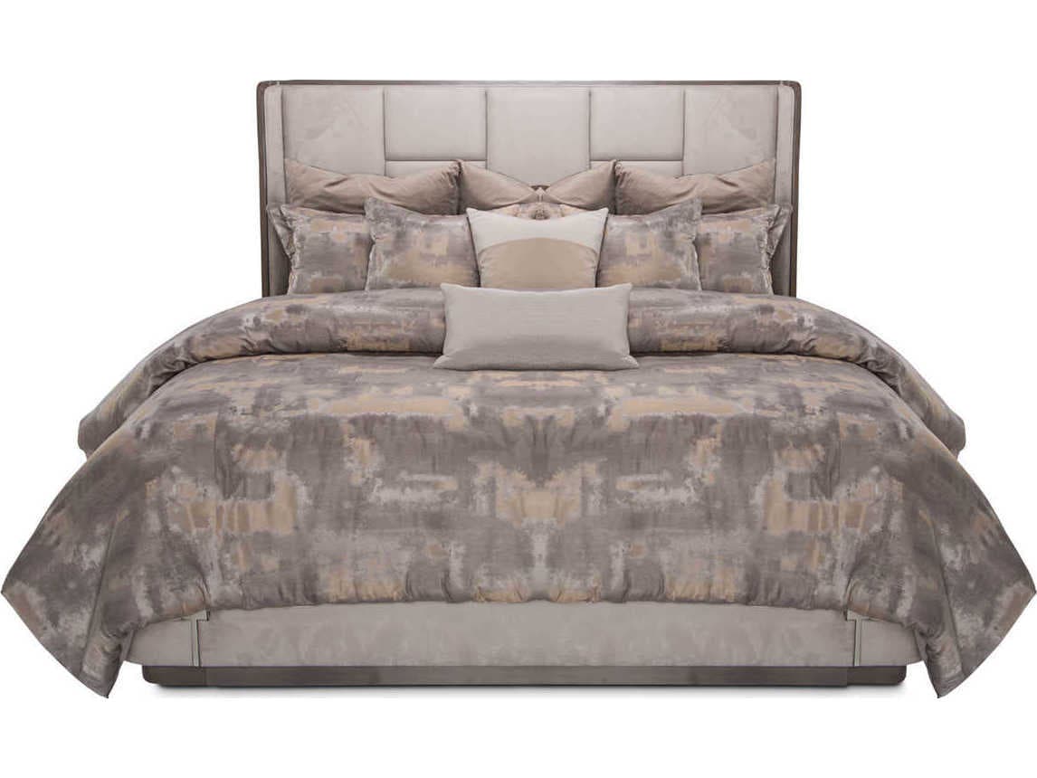 Luxecor Gilded Gray Ash Wood Upholstered California King Panel Bed