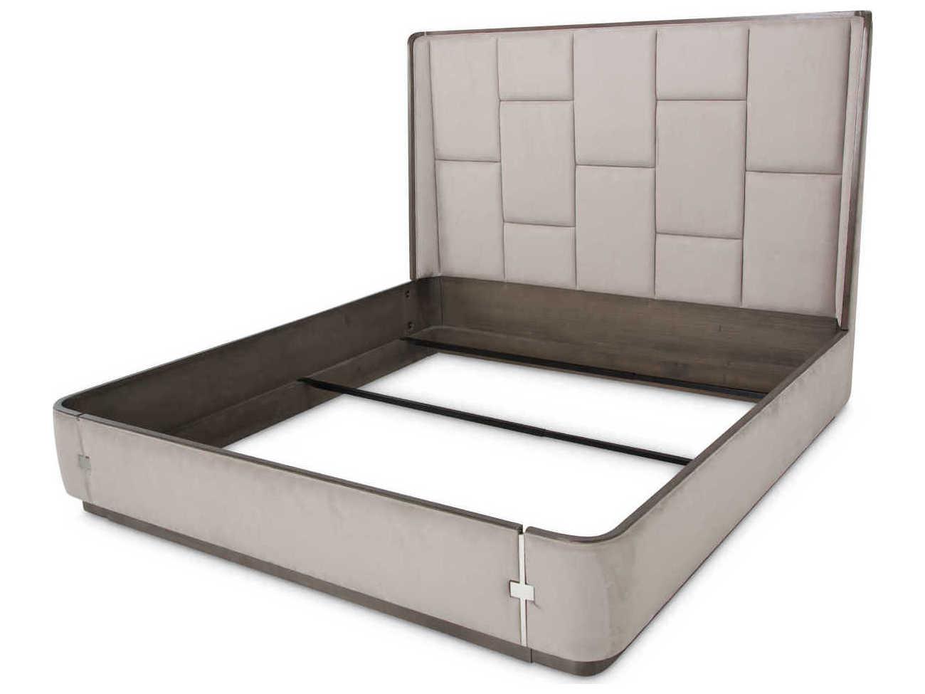 Luxecor Gilded Gray Ash Wood Upholstered King Panel Bed