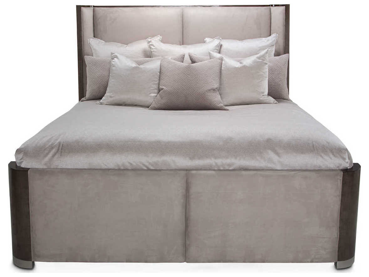 Luxecor Gilded Gray Ash Wood Upholstered Queen Panel Bed