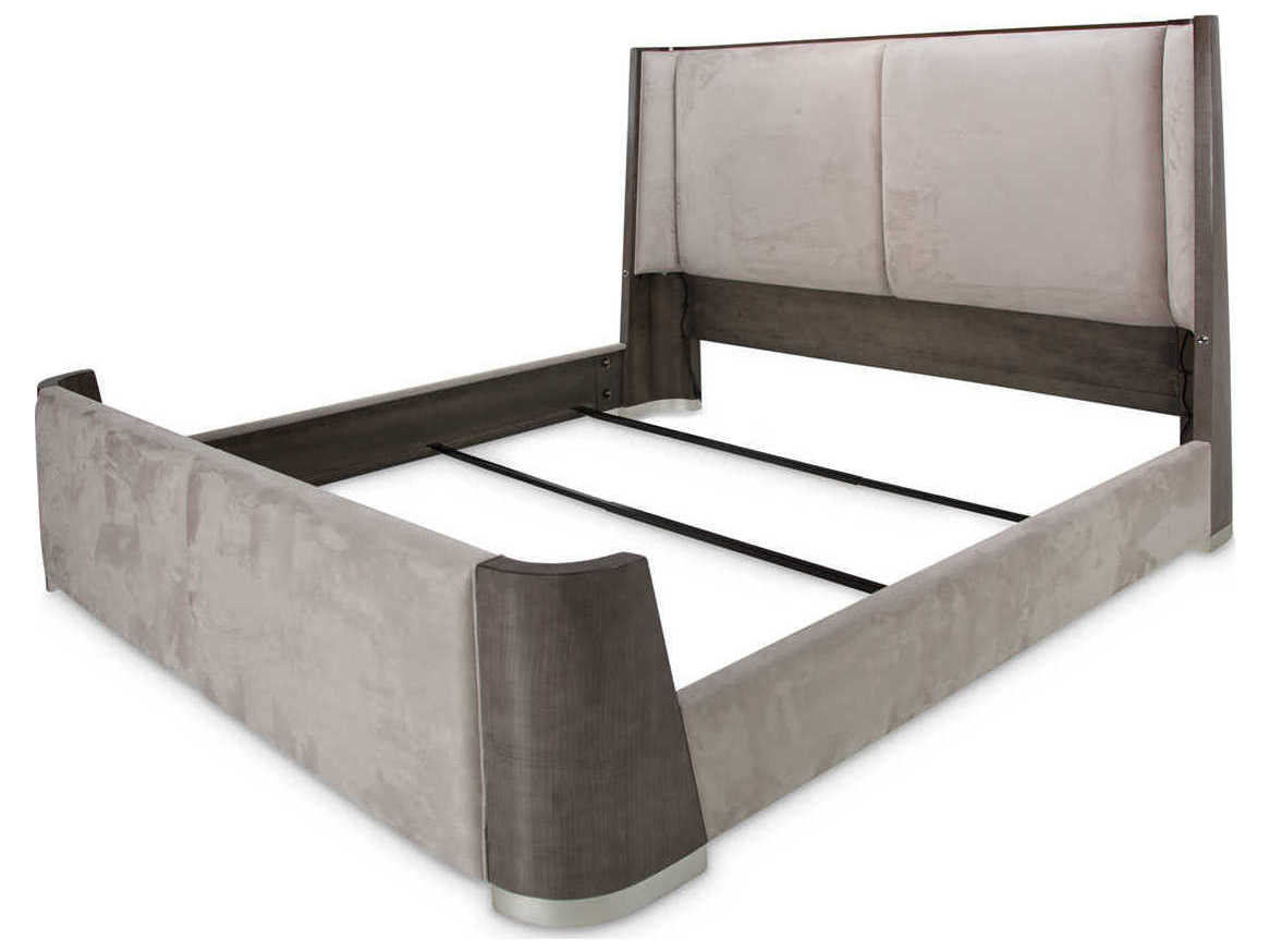 Luxecor Gilded Gray Ash Wood Upholstered Queen Panel Bed