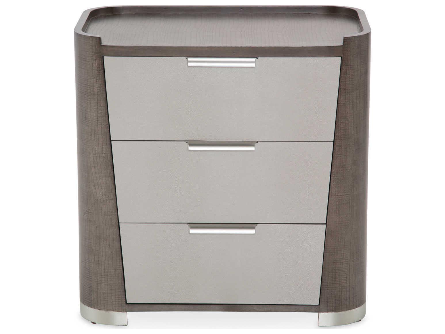 Michael Amini Roxbury Park 3-Drawers Gray Nightstand