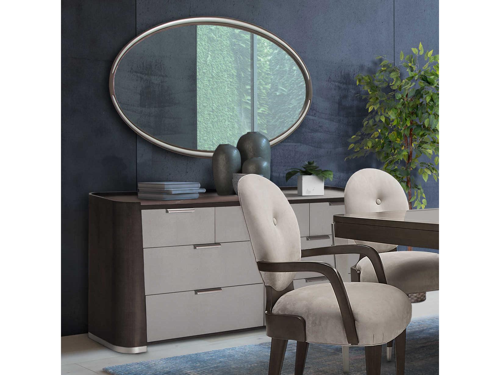 Luxecor Gilded 7-Drawers Gray Double Dresser with Mirror