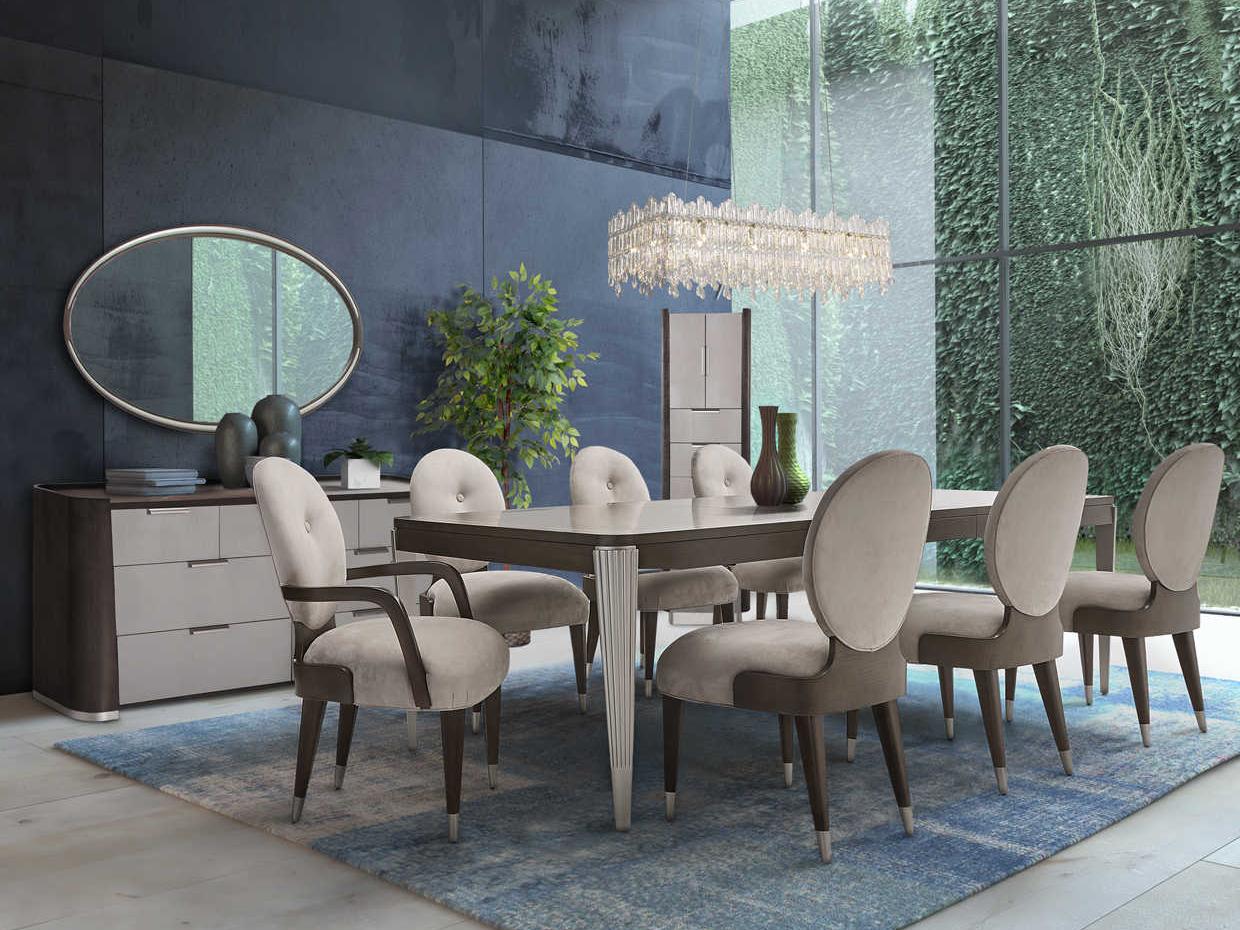 Luxecor Gilded 7-Drawers Gray Double Dresser with Mirror